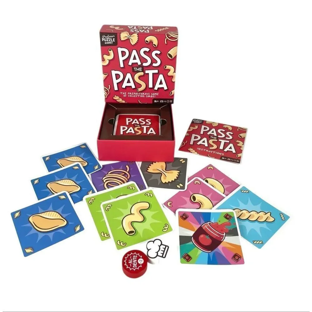 Pass the Pasta Card Game Professor Puzzle Used Complete Family Strategy Game
